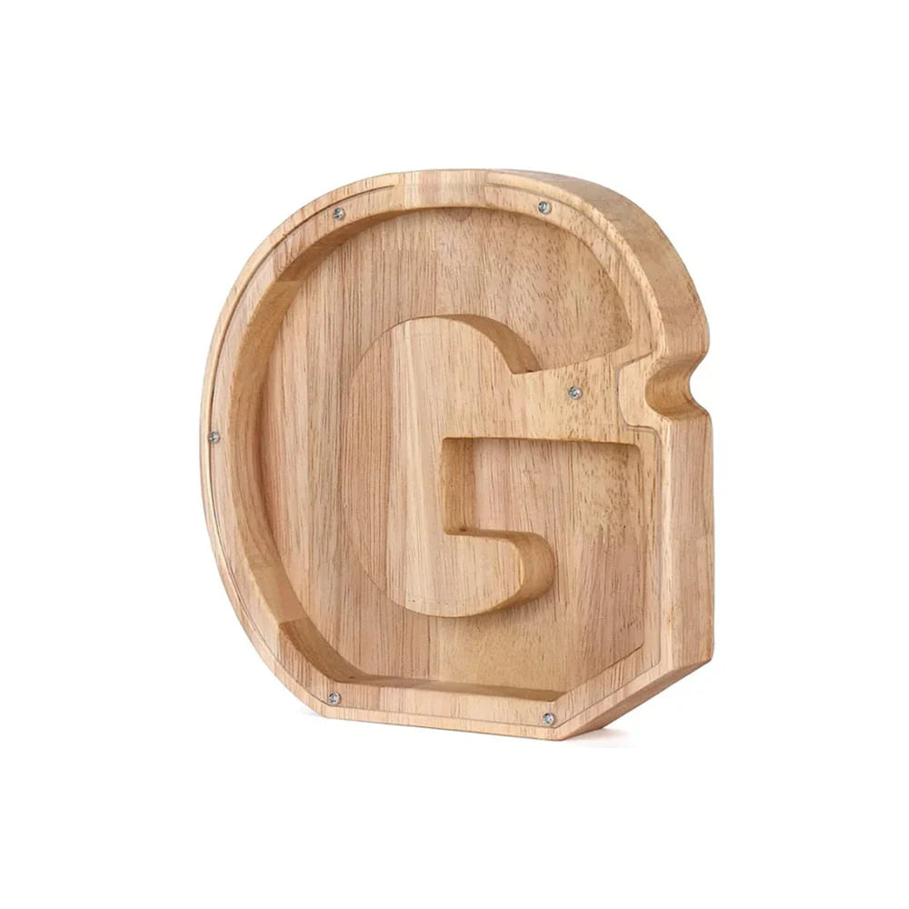 Stylish Wooden Piggy Bank with Viewing Window in Letter Design for Your Savings Goal