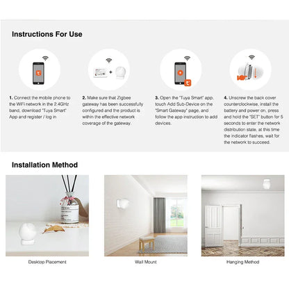 Zigbee 3.0 PIR Motion Sensor for Smart Home