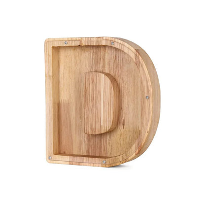 Stylish Wooden Piggy Bank with Viewing Window in Letter Design for Your Savings Goal