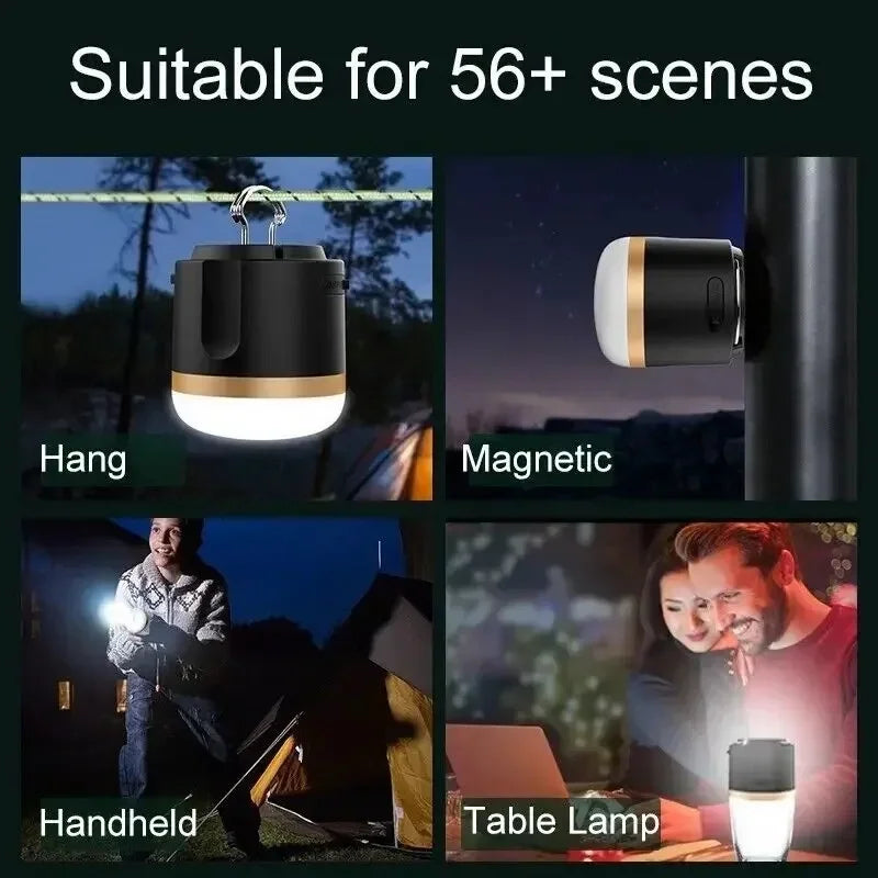 LED Camping Lamp with Power Bank – Rechargeable Outdoor-Ready Lamp