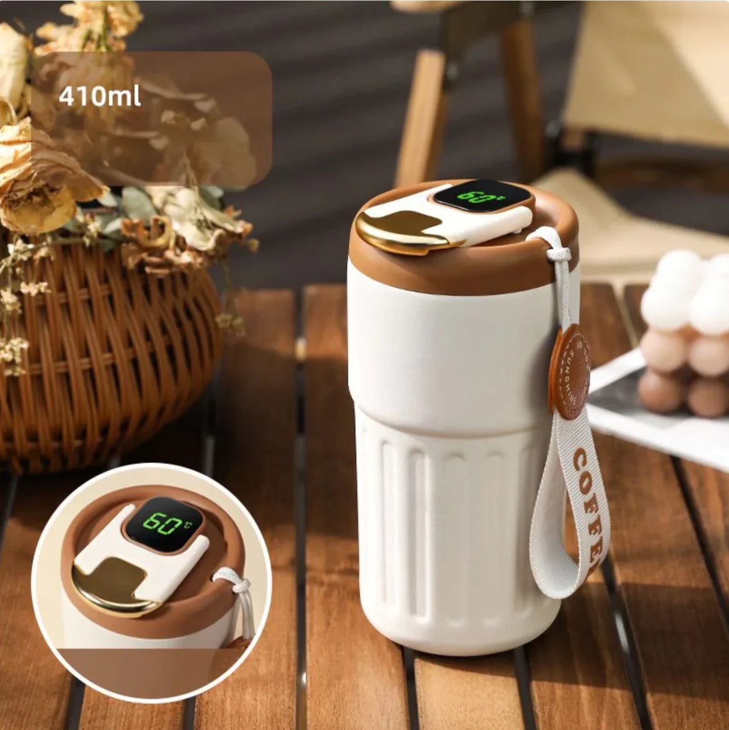 Thermo Mug with Temperature Display – 410ml for Hot and Cold Drinks