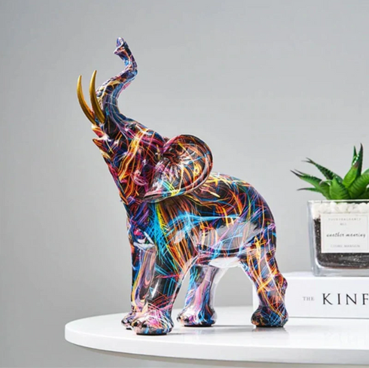 Artistic Elephant Figurine with Bright Colors