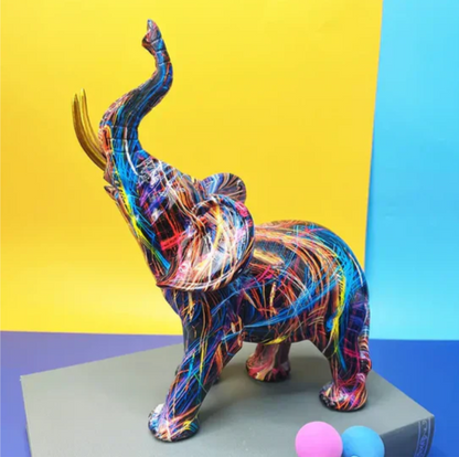 Artistic Elephant Figurine with Bright Colors