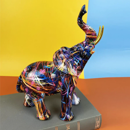Artistic Elephant Figurine with Bright Colors