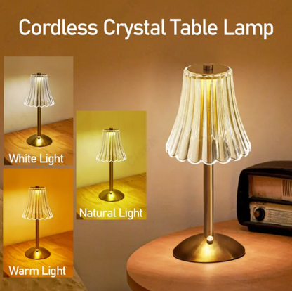 Crystal Table Lamp with Dimmer – Wireless and Modern