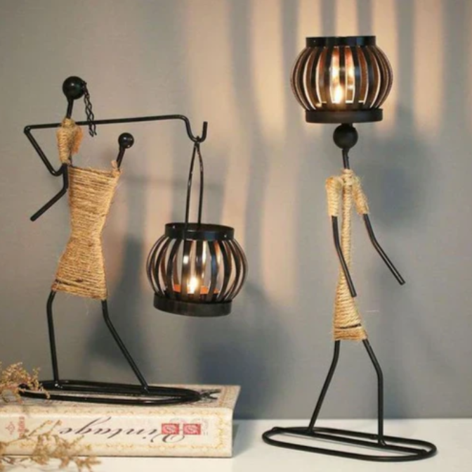 Rustic Candle Holder in Vintage Design
