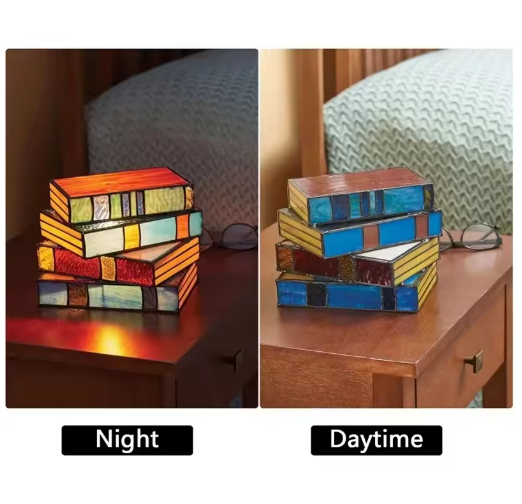 Creative Colorful Book Lamp in Tiffany Style for the Living Room