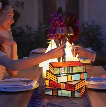 Creative Colorful Book Lamp in Tiffany Style for the Living Room