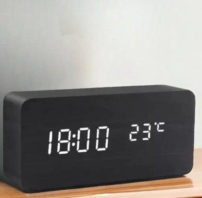 Smart LED Wooden Clock with Voice Control