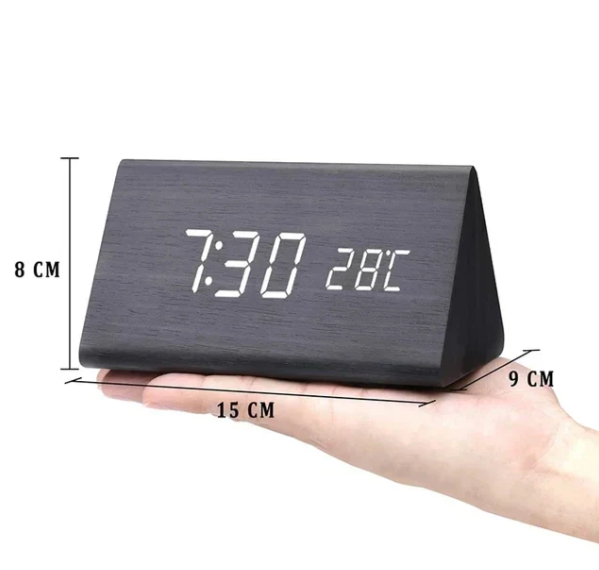 Smart LED Wooden Clock with Voice Control