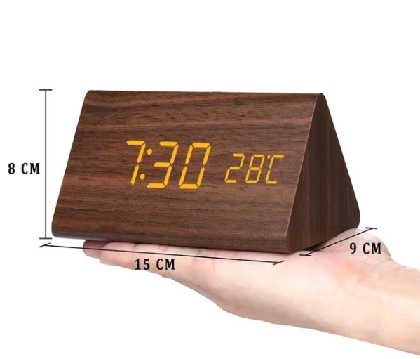 Smart LED Wooden Clock with Voice Control