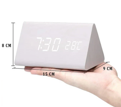 Smart LED Wooden Clock with Voice Control