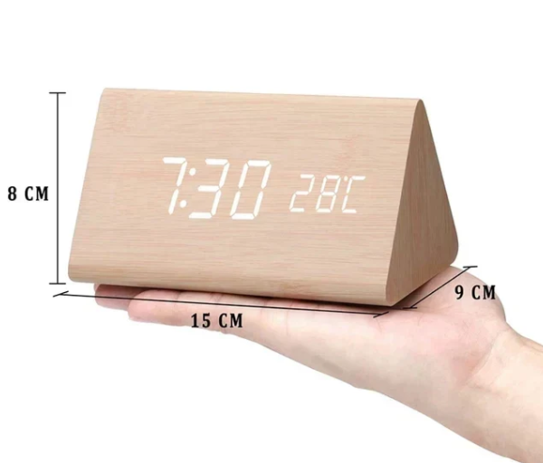 Smart LED Wooden Clock with Voice Control