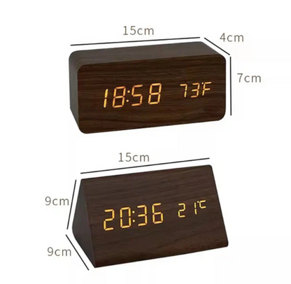Smart LED Wooden Clock with Voice Control