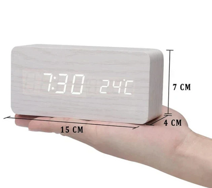 Smart LED Wooden Clock with Voice Control