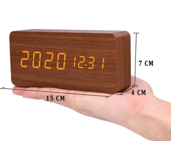 Smart LED Wooden Clock with Voice Control