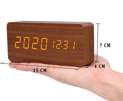Smart LED Wooden Clock with Voice Control