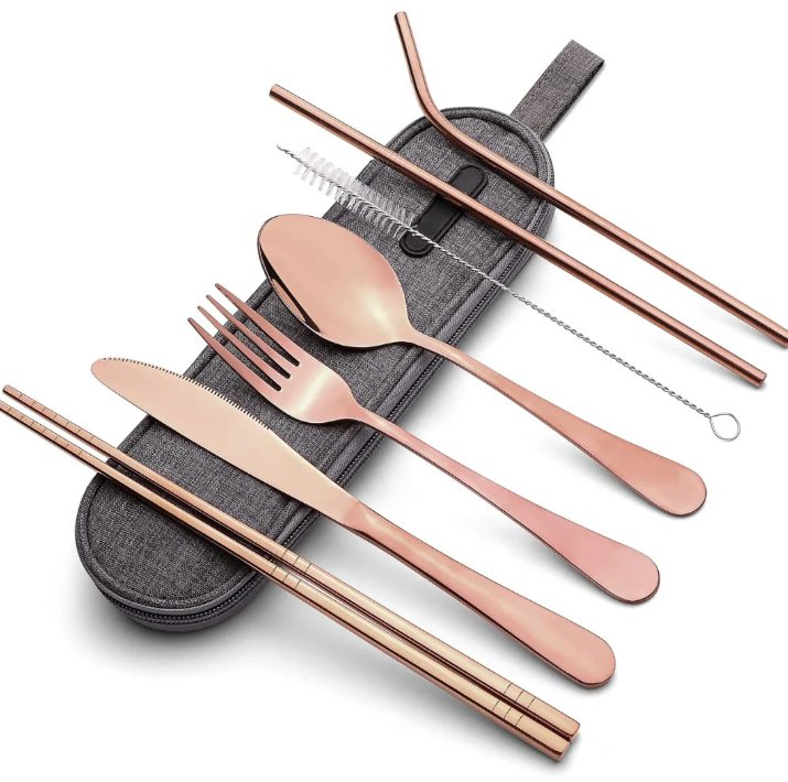 Compact Stainless Steel Cutlery Set for On-the-Go – Practical Set with Travel Case