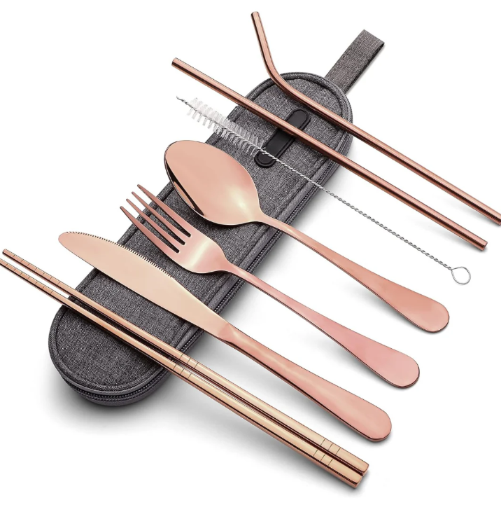 Compact Stainless Steel Cutlery Set for On-the-Go – Practical Set with Travel Case