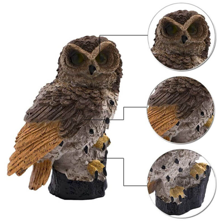 Solar Owl Garden Light with LED Illumination for Outdoor Use