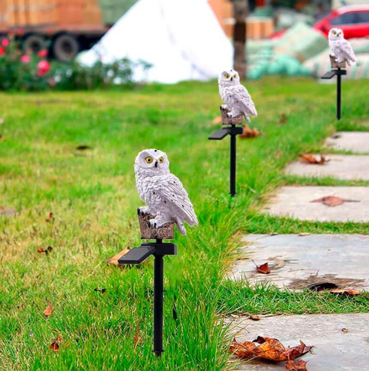 Solar Owl Garden Light with LED Illumination for Outdoor Use