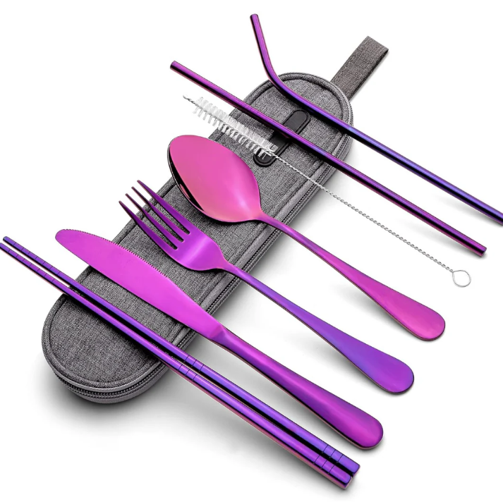Compact Stainless Steel Cutlery Set for On-the-Go – Practical Set with Travel Case