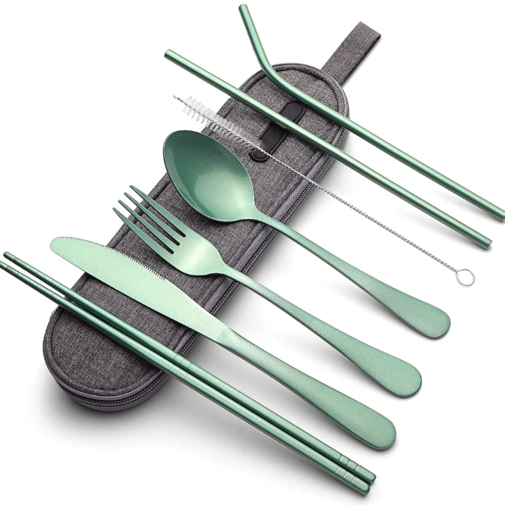Compact Stainless Steel Cutlery Set for On-the-Go – Practical Set with Travel Case