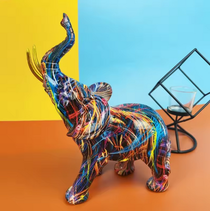 Artistic Elephant Figurine with Bright Colors