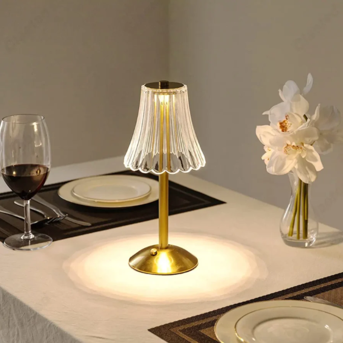 Crystal Table Lamp with Dimmer – Wireless and Modern
