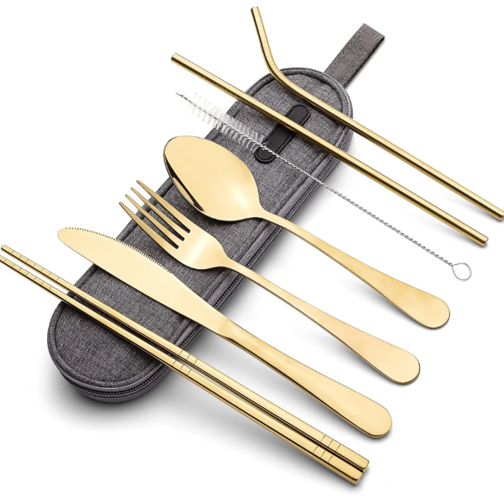 Compact Stainless Steel Cutlery Set for On-the-Go – Practical Set with Travel Case