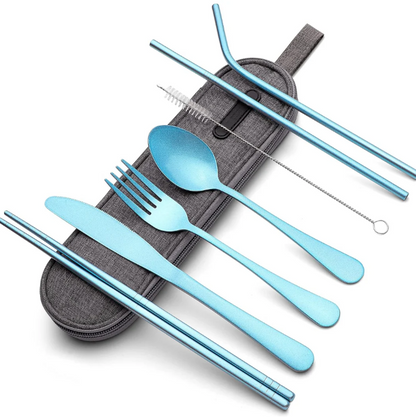 Compact Stainless Steel Cutlery Set for On-the-Go – Practical Set with Travel Case