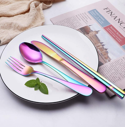 Compact Stainless Steel Cutlery Set for On-the-Go – Practical Set with Travel Case