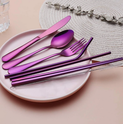 Compact Stainless Steel Cutlery Set for On-the-Go – Practical Set with Travel Case