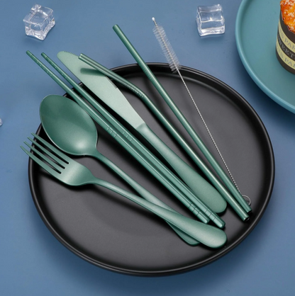 Compact Stainless Steel Cutlery Set for On-the-Go – Practical Set with Travel Case