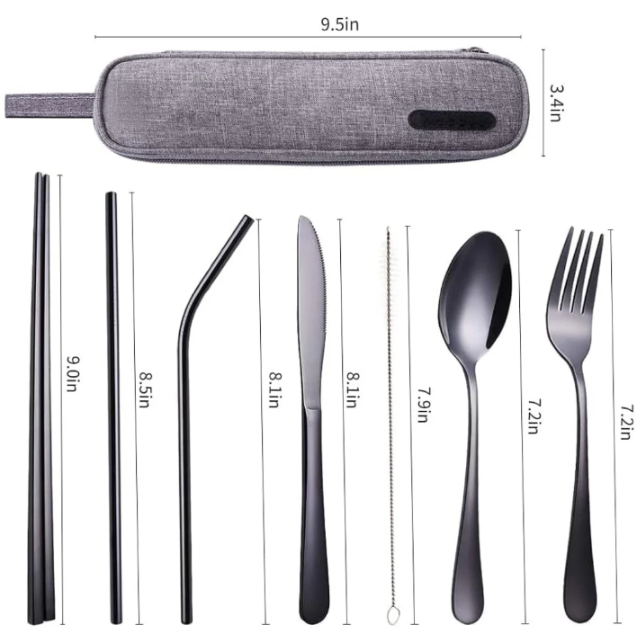 Compact Stainless Steel Cutlery Set for On-the-Go – Practical Set with Travel Case