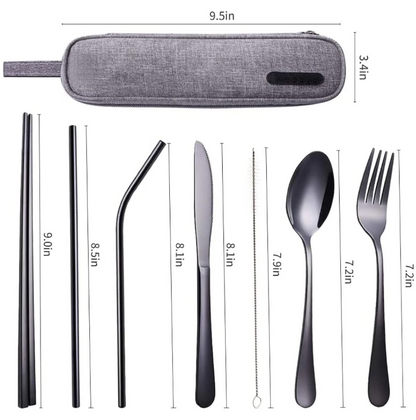 Compact Stainless Steel Cutlery Set for On-the-Go – Practical Set with Travel Case