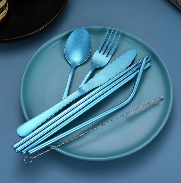 Compact Stainless Steel Cutlery Set for On-the-Go – Practical Set with Travel Case