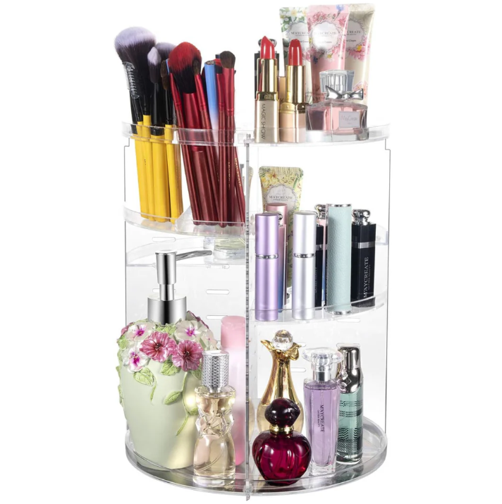 360° Rotating Makeup Organizer – Practical Storage Stand for Cosmetics