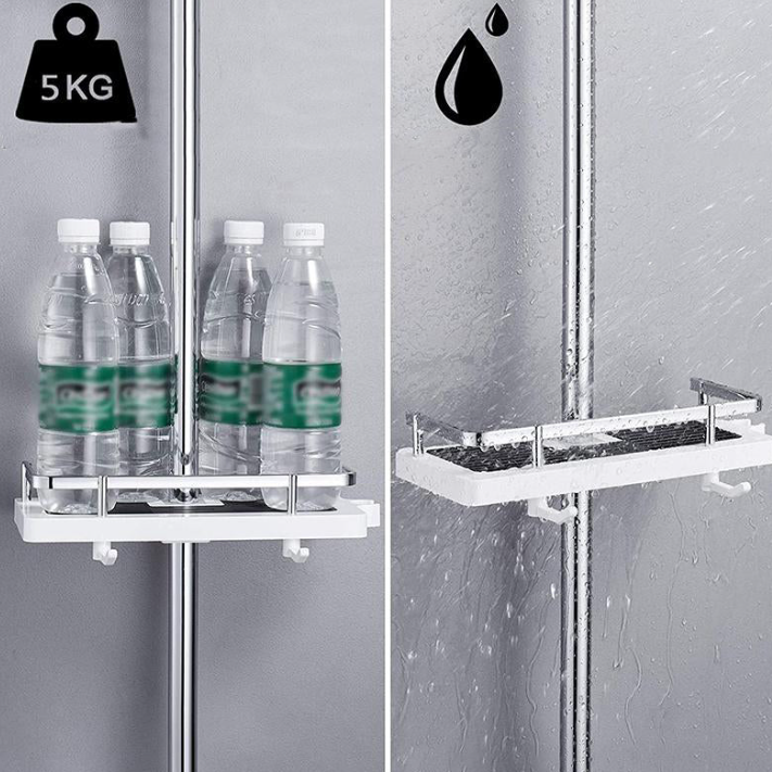 Wall-Mounted Space-Saving Shower Shelf with Storage and Hooks