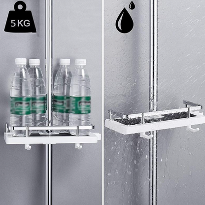 Wall-Mounted Space-Saving Shower Shelf with Storage and Hooks
