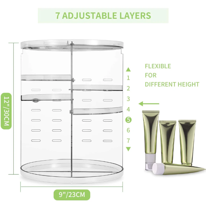 360° Rotating Makeup Organizer – Practical Storage Stand for Cosmetics