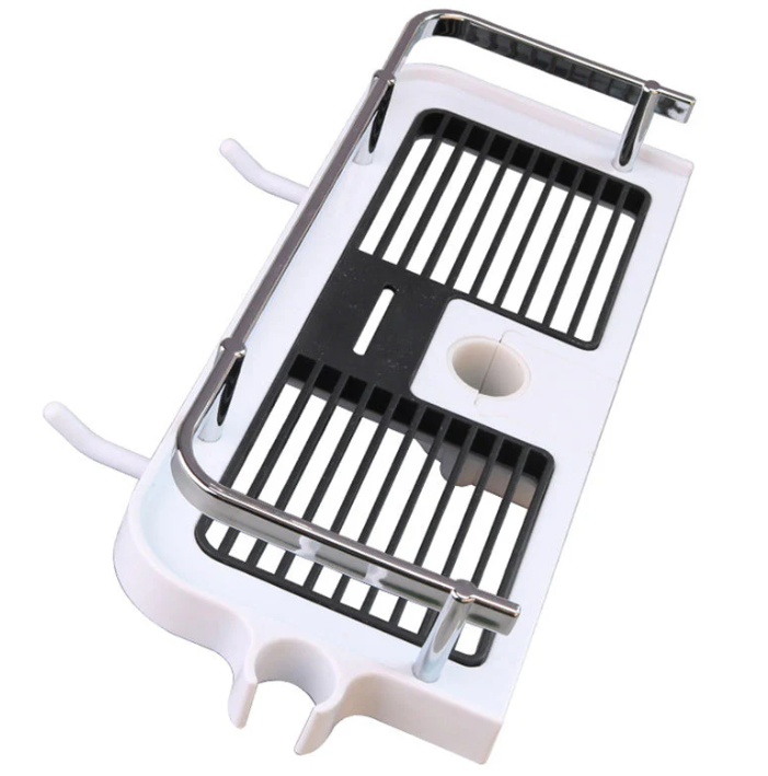 Wall-Mounted Space-Saving Shower Shelf with Storage and Hooks