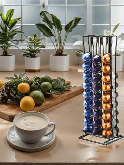 Stylish Standing Coffee Capsule Holder – Space-Saving and Modern Storage Solution for Nespresso & Dolce Gusto Capsules