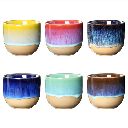 Handmade Ceramic Mug – Colorful Teacups with Natural Glaze Finish