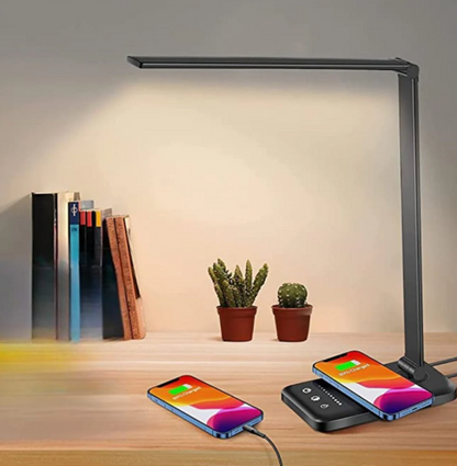 Adjustable LED Desk Lamp with Charging Function and Modern Design
