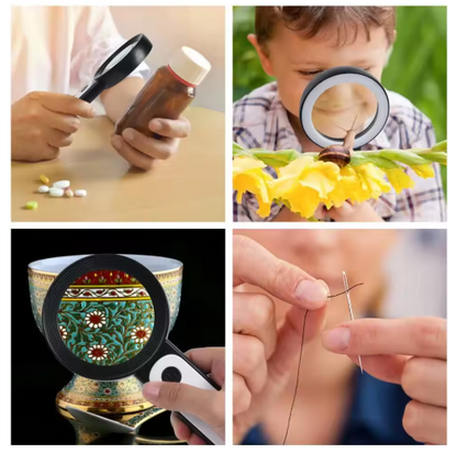 30X Magnifying Glass for Seniors with Comfort Handle and LED Lighting