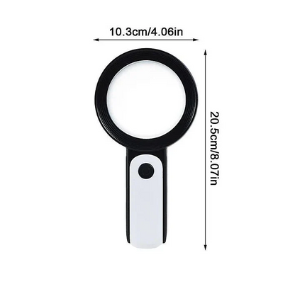 30X Magnifying Glass for Seniors with Comfort Handle and LED Lighting