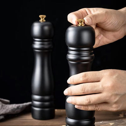 Salt and Pepper Mill Set Made of Wood with Ceramic Grinder and Adjustable Grind Level – Manual Spice Mills for Perfect Seasoning