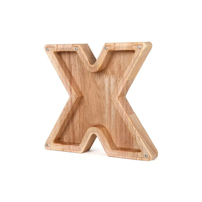 Stylish Wooden Piggy Bank with Viewing Window in Letter Design for Your Savings Goal
