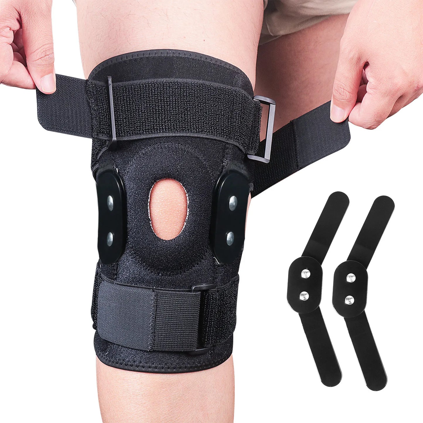 Supportive Knee Brace with Reinforced Hinges for Stability